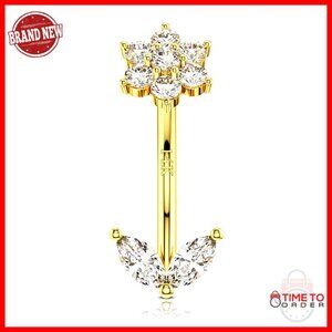 14K Gold Rook Earrings Flower Design Piercing Jewelry Dainty Elegant Minimal